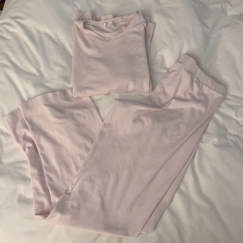 Lake pink and white stripedlong set pajamas, like new.